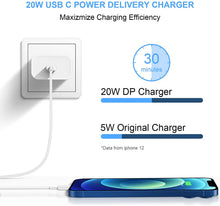 Load image into Gallery viewer, iPhone Charger【Apple MFi Certified】 20W PD Fast Type C Power Wall Charger with 6FT USB C to Lightning Cable Compatible iPhone 12/12 Mini/12Pro/12 Pro Max/11/11 Pro Max/Xs Max/XR/X, iPad